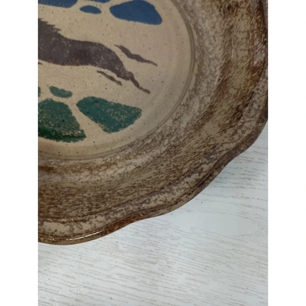 VTG Pottery Running Horse Wall Plate Brown Stoneware‎ Hand Made Country